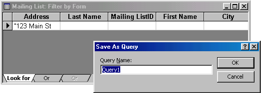 [Save As Query window]