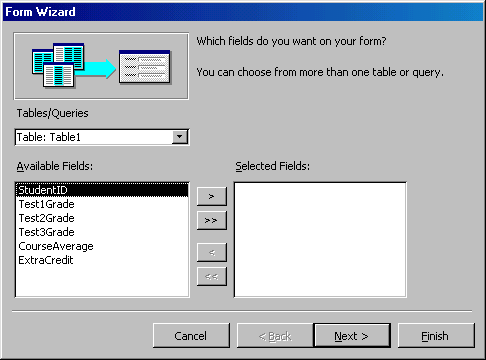 [Form Wizard dialog box]