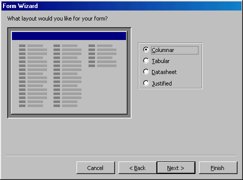 [Form Wizard dialog box]