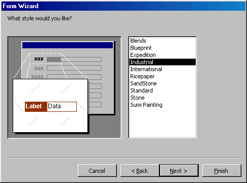 [Form Wizard dialog box]
