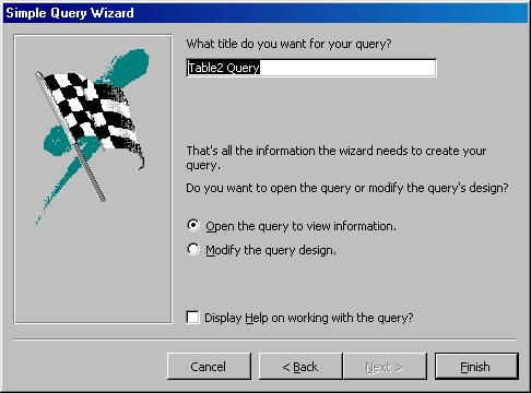 [Simple Query Wizard dialog box]