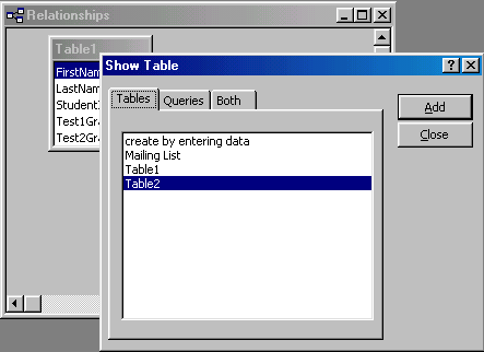 [Show Table window]