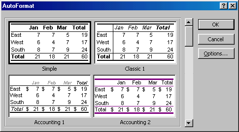 [AutoFormat dialog box]