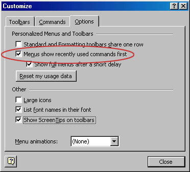 [Customize toolbars dialog box]
