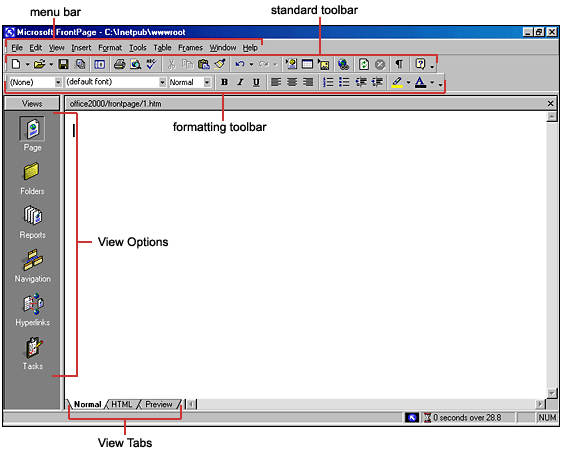 [FrontPage screen layout]