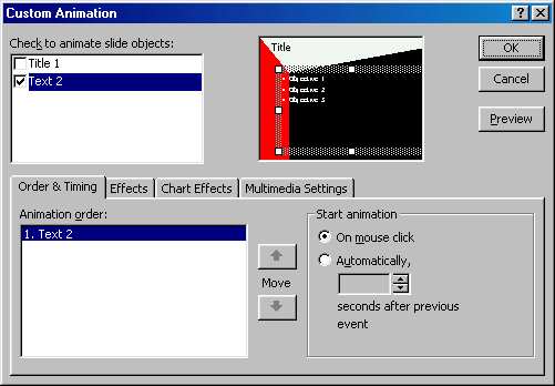 [Custom Animation dialog box]