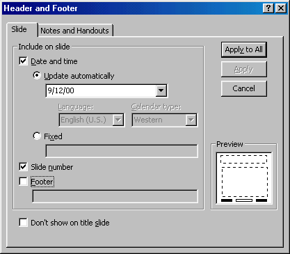 [Header and Footer dialog box]