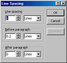 [Line Spacing window]