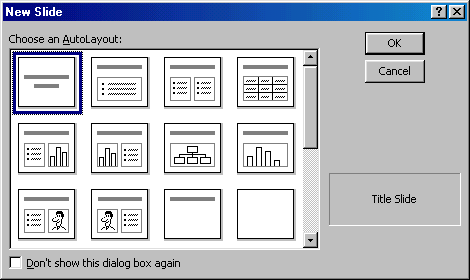 [New Slide dialog box]
