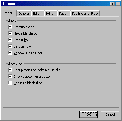 [Slide Show Options dialog box]