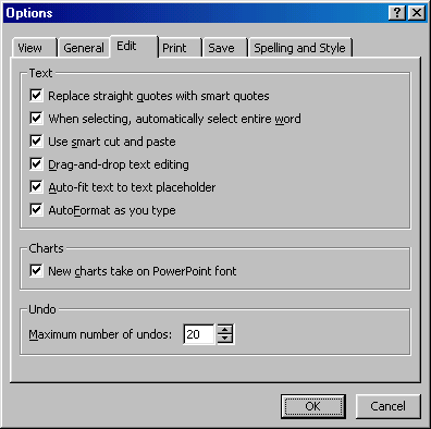 [Options window]