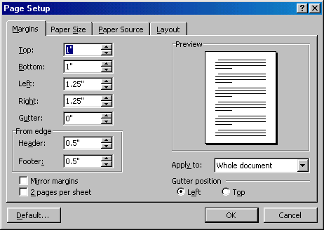 [page setup dialog box]
