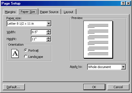 [Page Setup dialog box]