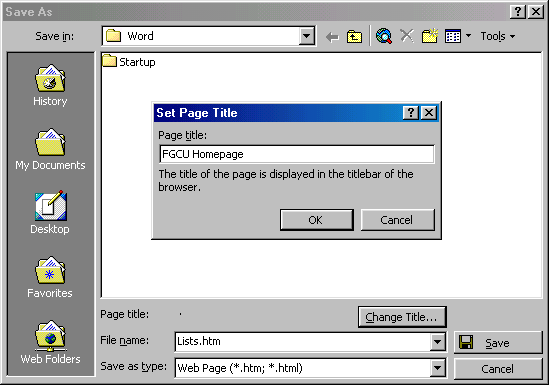[Set Page Title dialog box]