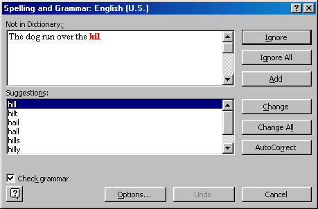 [Spelling and Grammar dialog box]