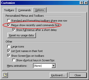 [Customize toolbars dialog box]