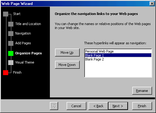 [Web Page Wizard dialog box]