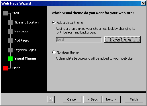 [Web Page Wizard dialog box]